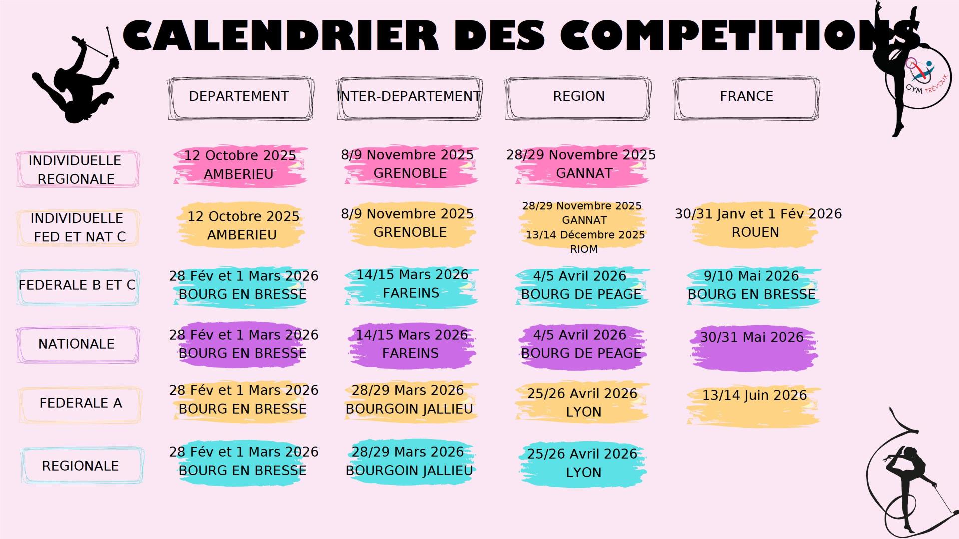 Calendrier des manifestations 1