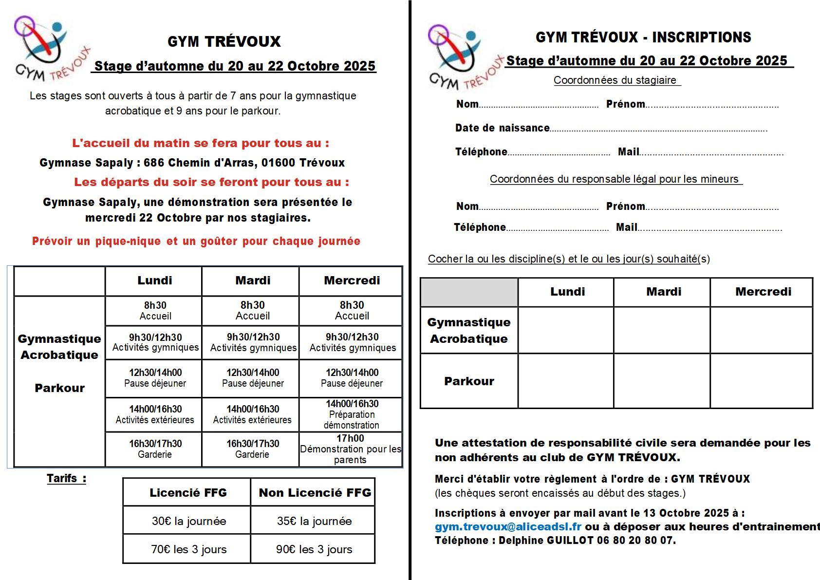 STAGE AUTOMNE / GAC ET PARKOUR